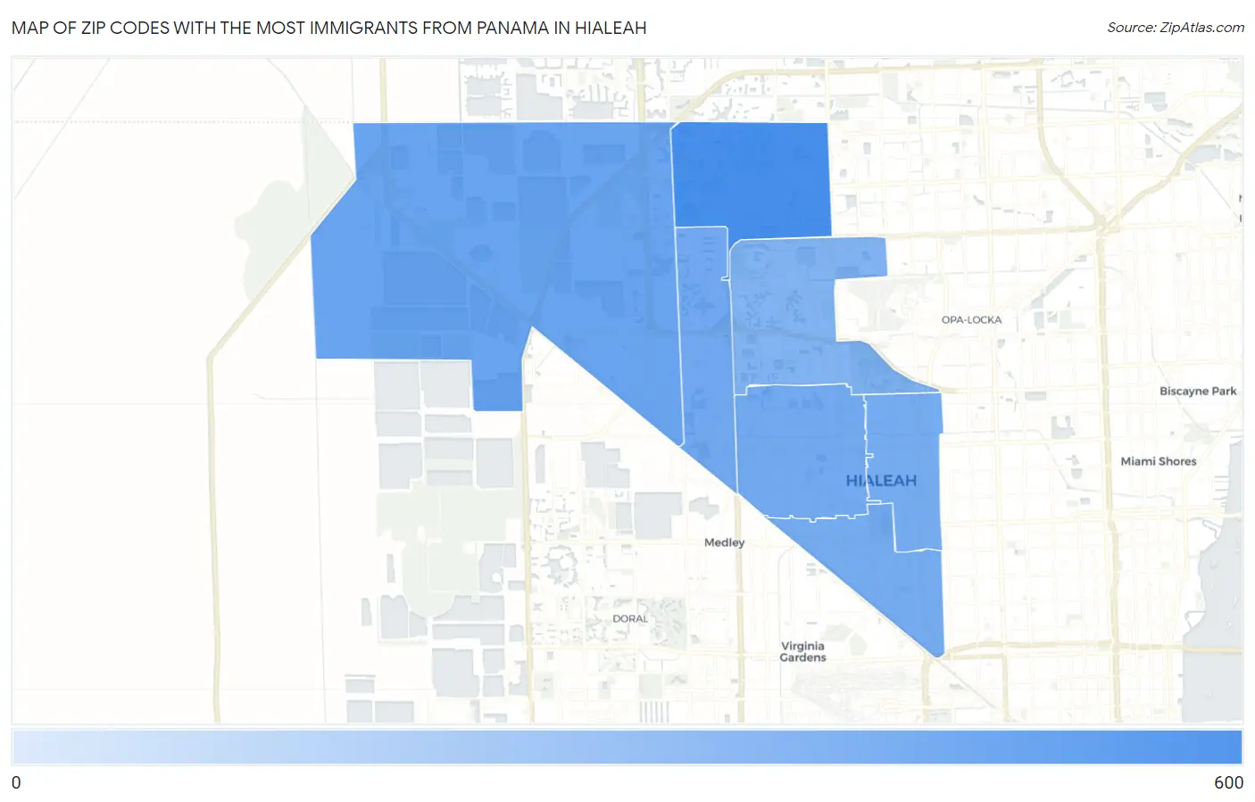 Zip Codes with the Most Immigrants from Panama in Hialeah Map
