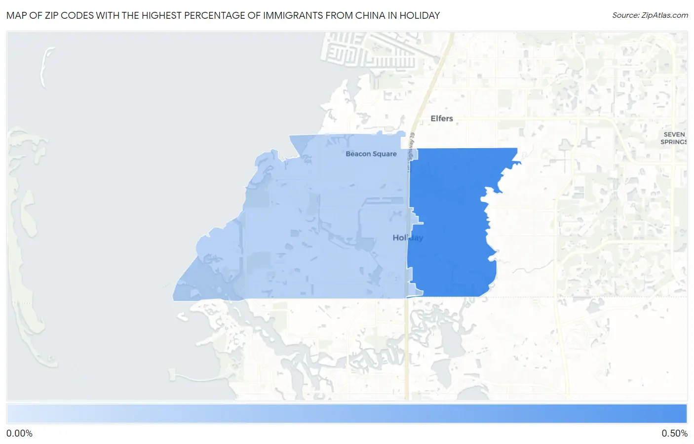Zip Codes with the Highest Percentage of Immigrants from China in Holiday Map