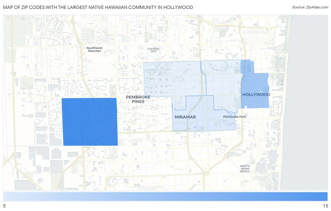 Zip Codes with the Largest Native Hawaiian Community in Hollywood Map