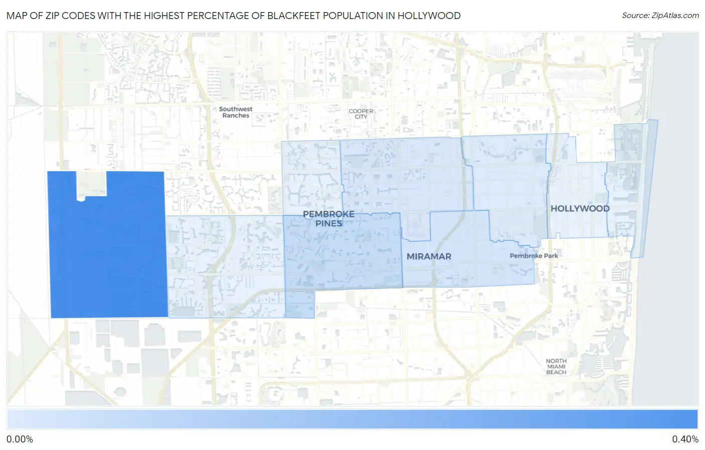 Zip Codes with the Highest Percentage of Blackfeet Population in Hollywood Map