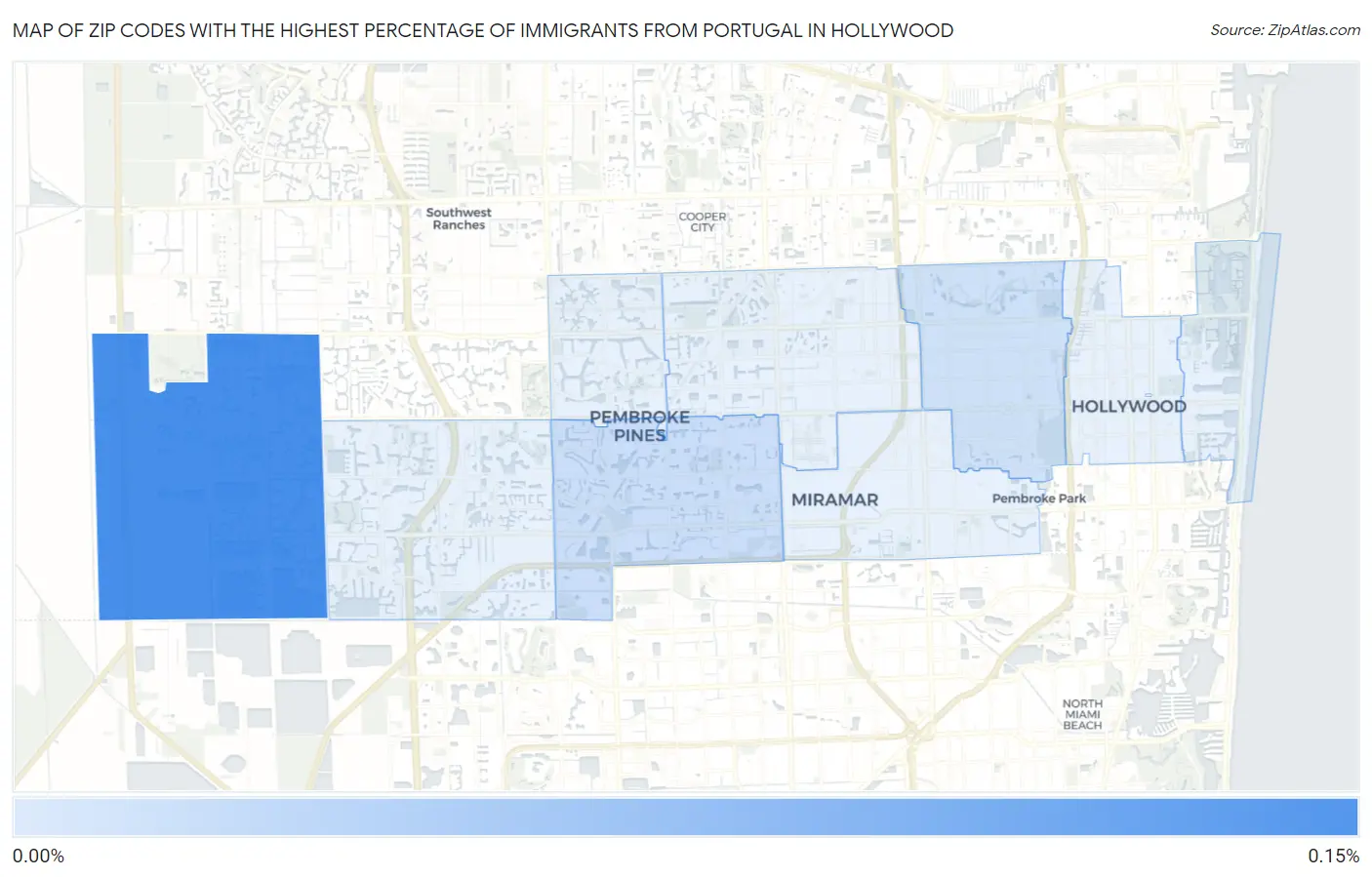 Zip Codes with the Highest Percentage of Immigrants from Portugal in Hollywood Map