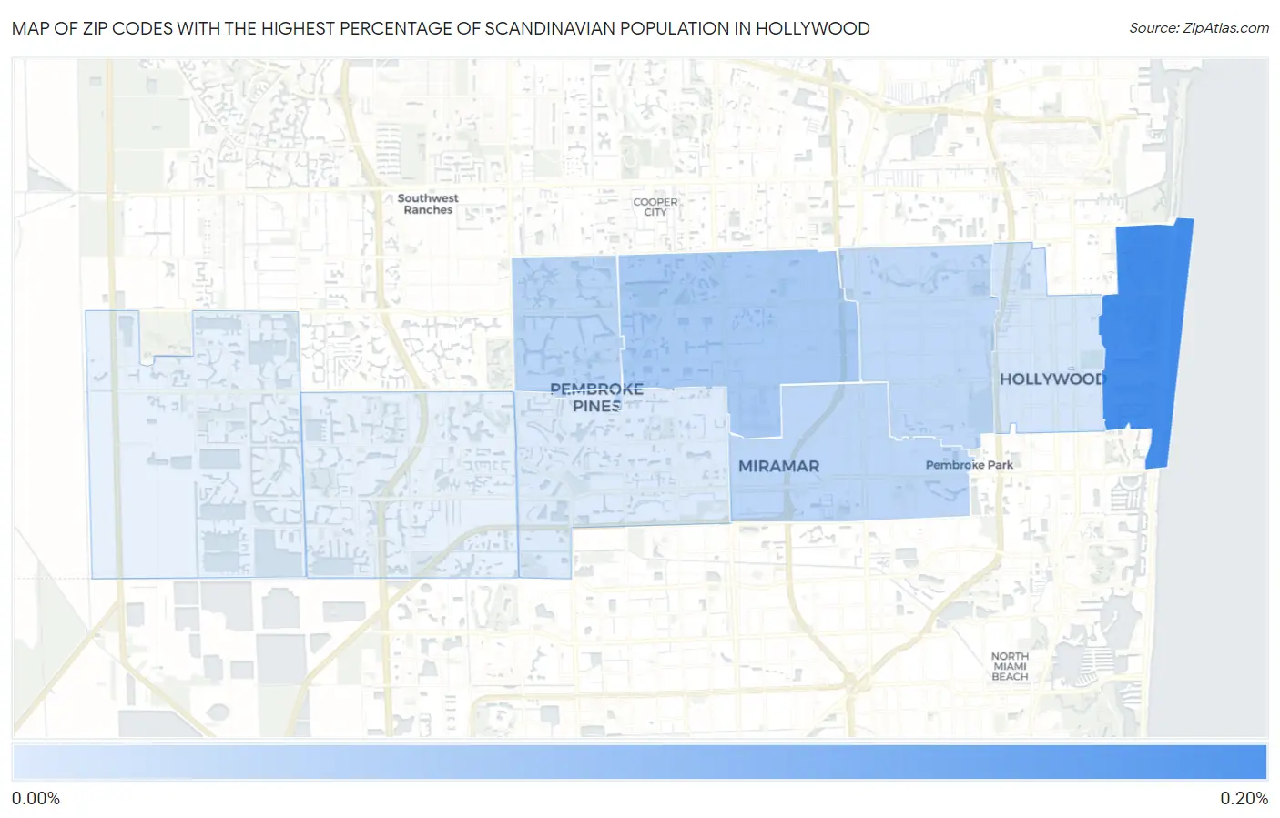 Zip Codes with the Highest Percentage of Scandinavian Population in Hollywood Map