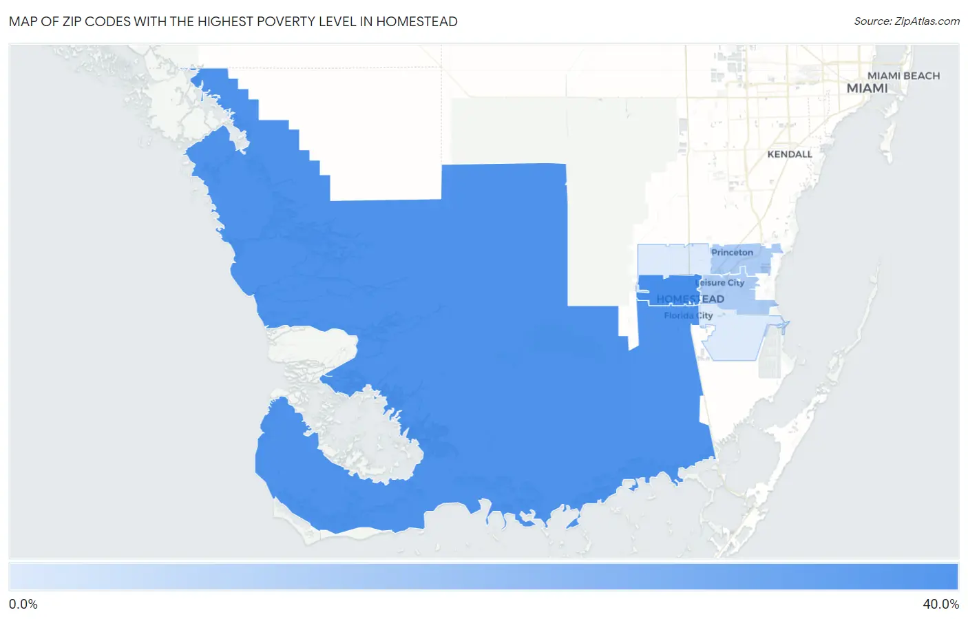Zip Codes with the Highest Poverty Level in Homestead Map