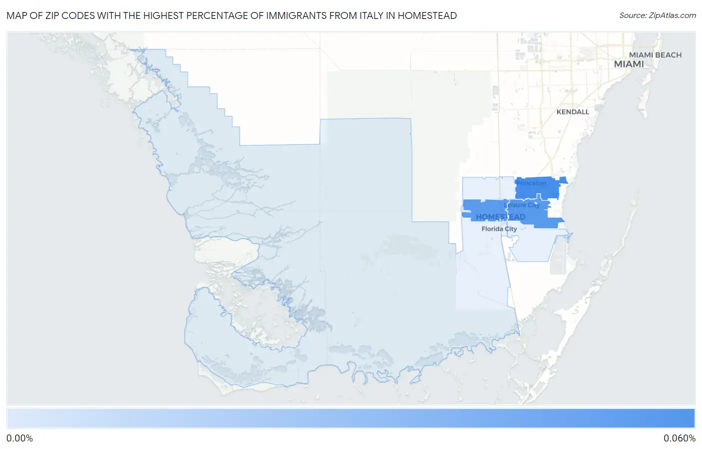Zip Codes with the Highest Percentage of Immigrants from Italy in Homestead Map