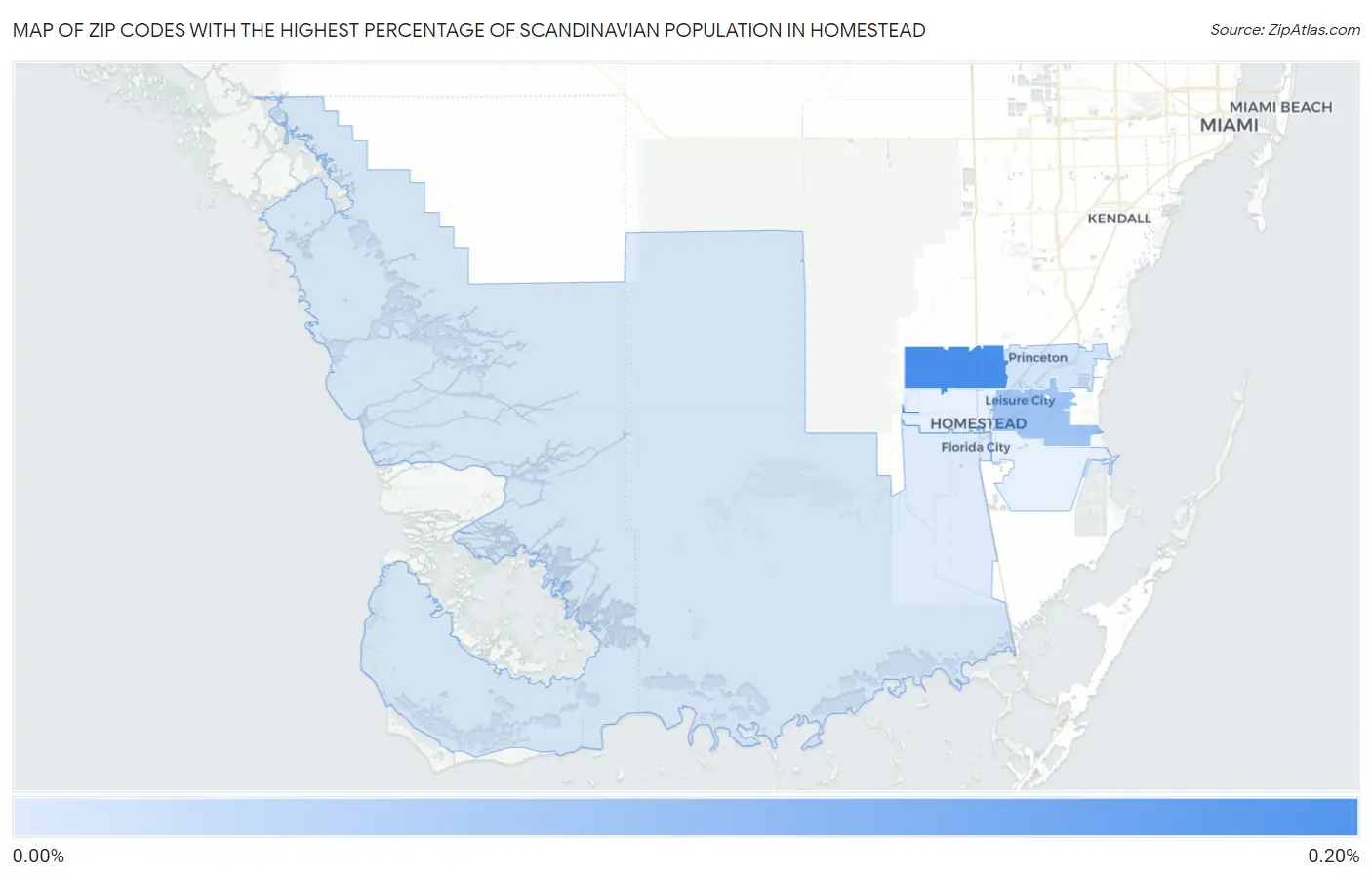 Zip Codes with the Highest Percentage of Scandinavian Population in Homestead Map