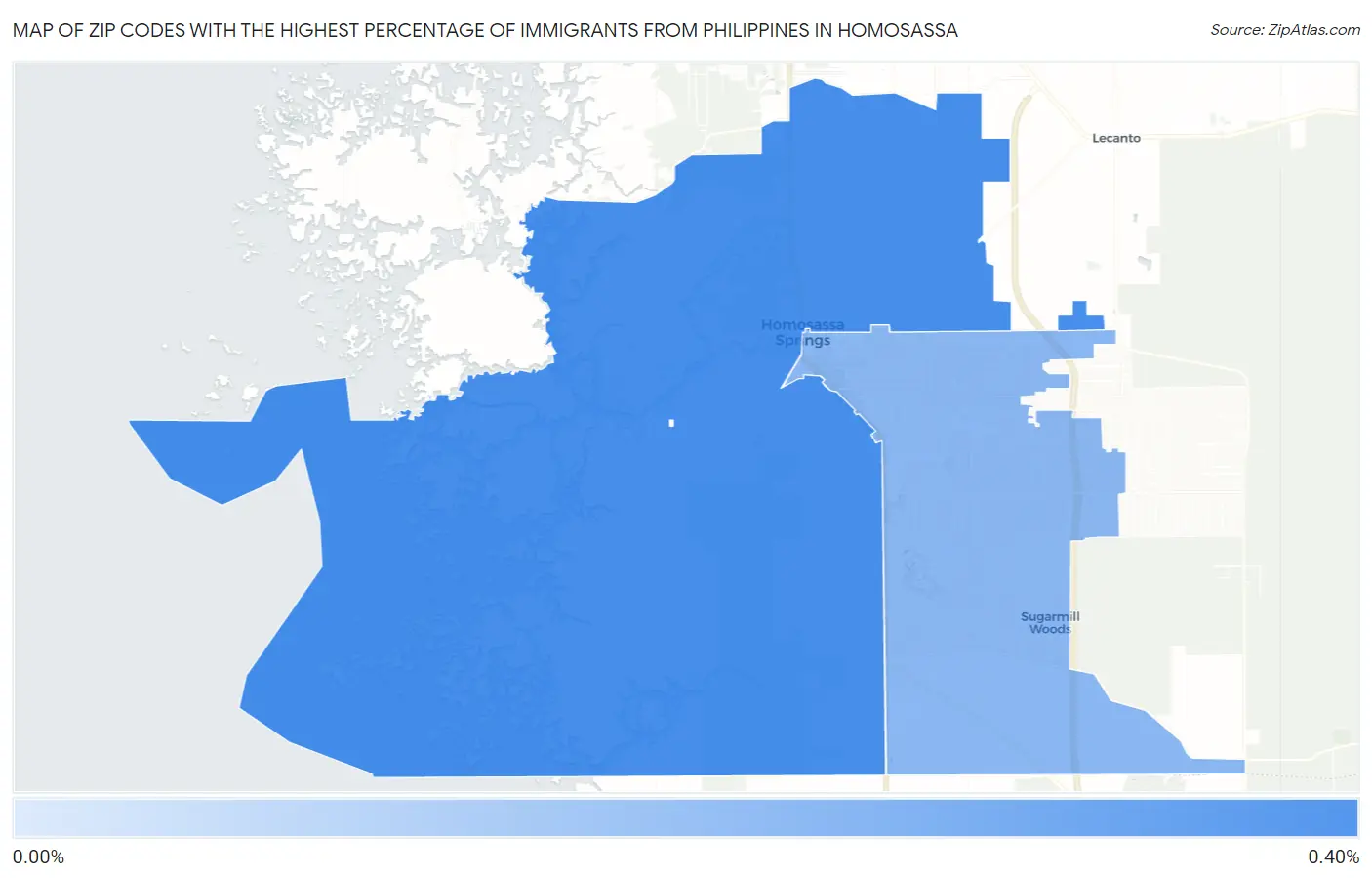 Zip Codes with the Highest Percentage of Immigrants from Philippines in Homosassa Map