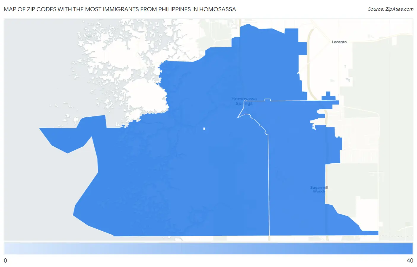 Zip Codes with the Most Immigrants from Philippines in Homosassa Map