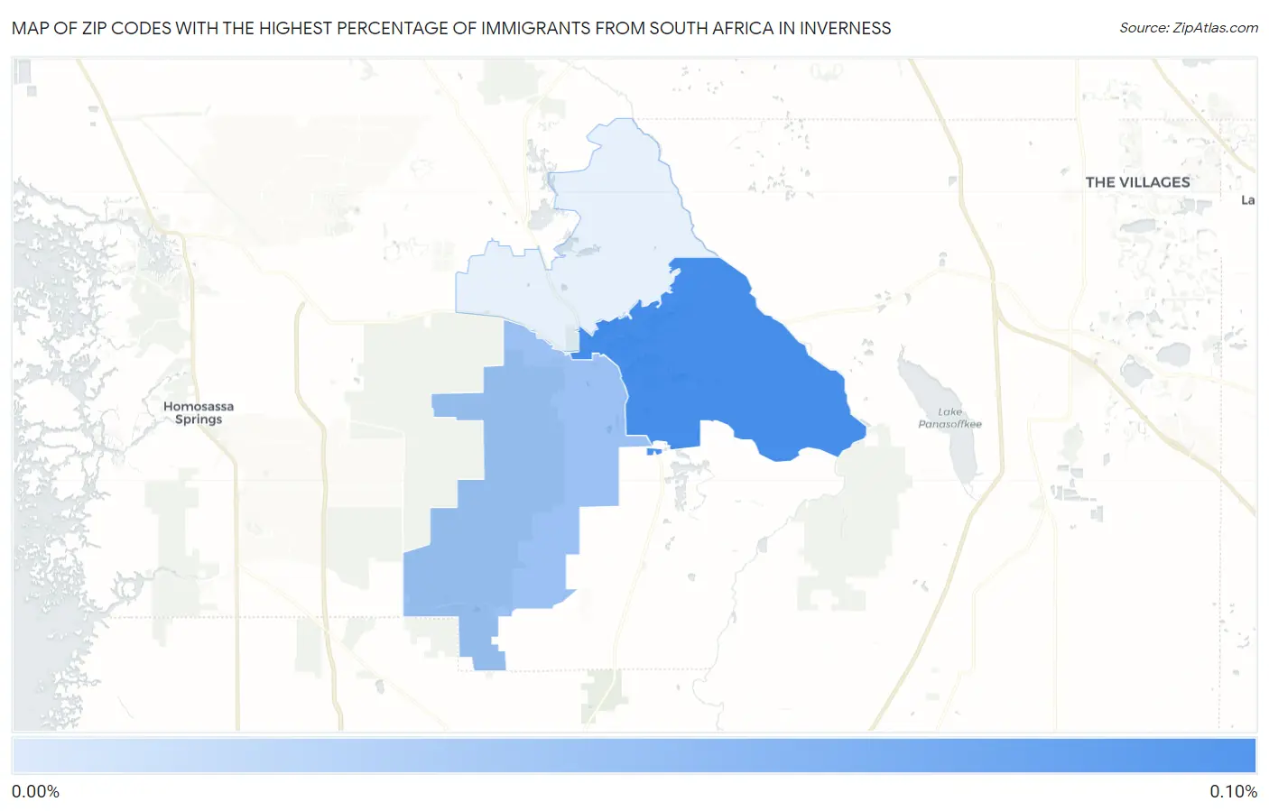 Zip Codes with the Highest Percentage of Immigrants from South Africa in Inverness Map