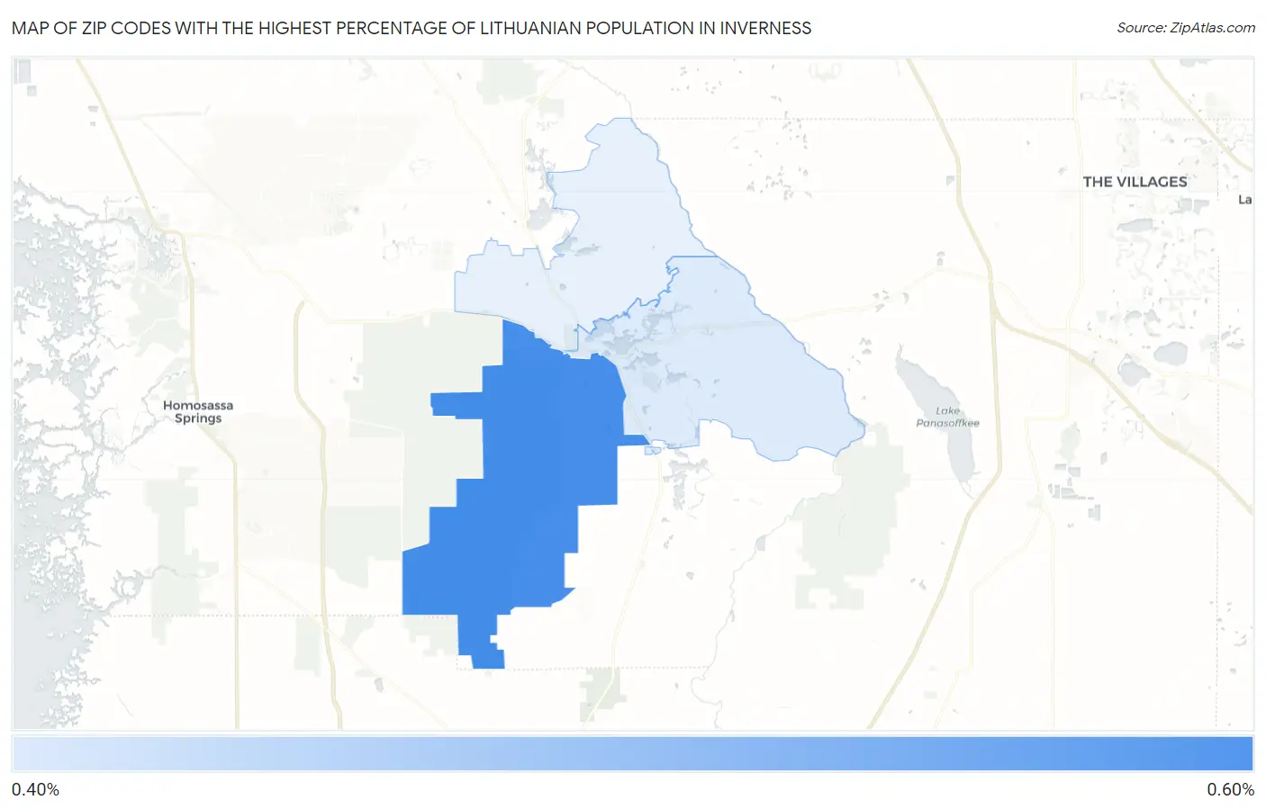 Zip Codes with the Highest Percentage of Lithuanian Population in Inverness Map