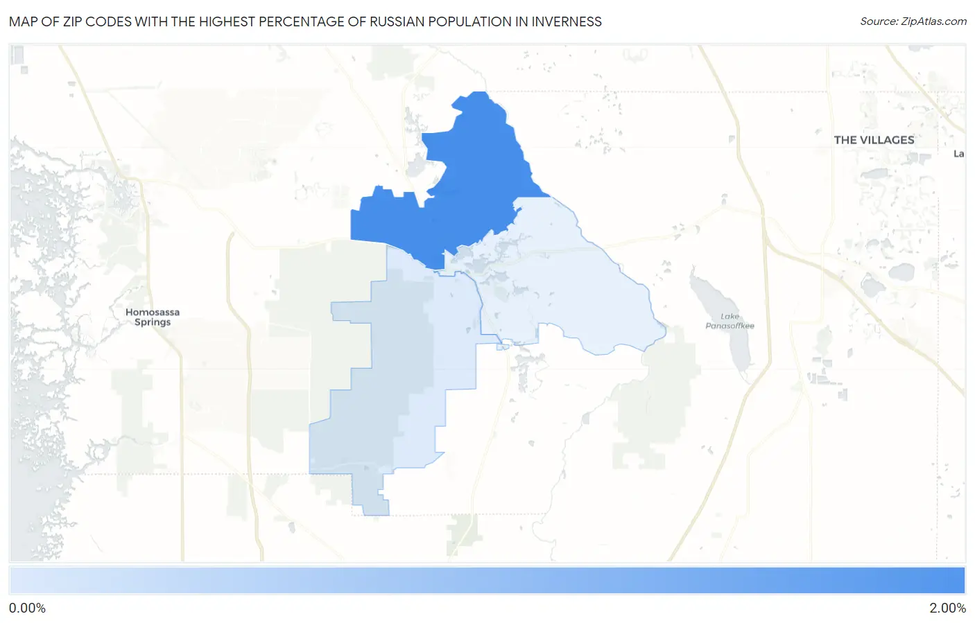 Zip Codes with the Highest Percentage of Russian Population in Inverness Map