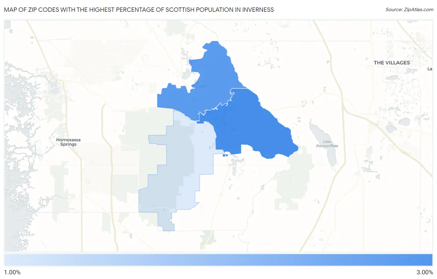 Zip Codes with the Highest Percentage of Scottish Population in Inverness Map