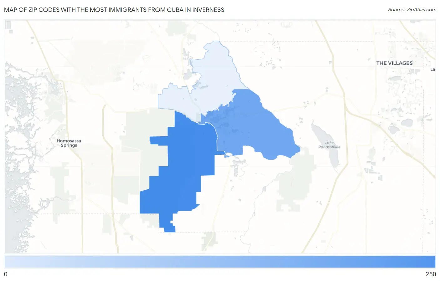 Zip Codes with the Most Immigrants from Cuba in Inverness Map
