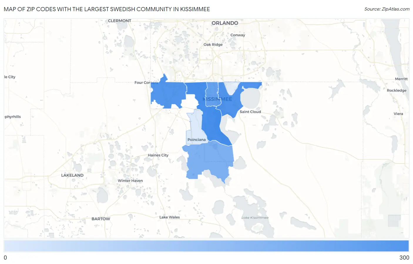 Zip Codes with the Largest Swedish Community in Kissimmee Map