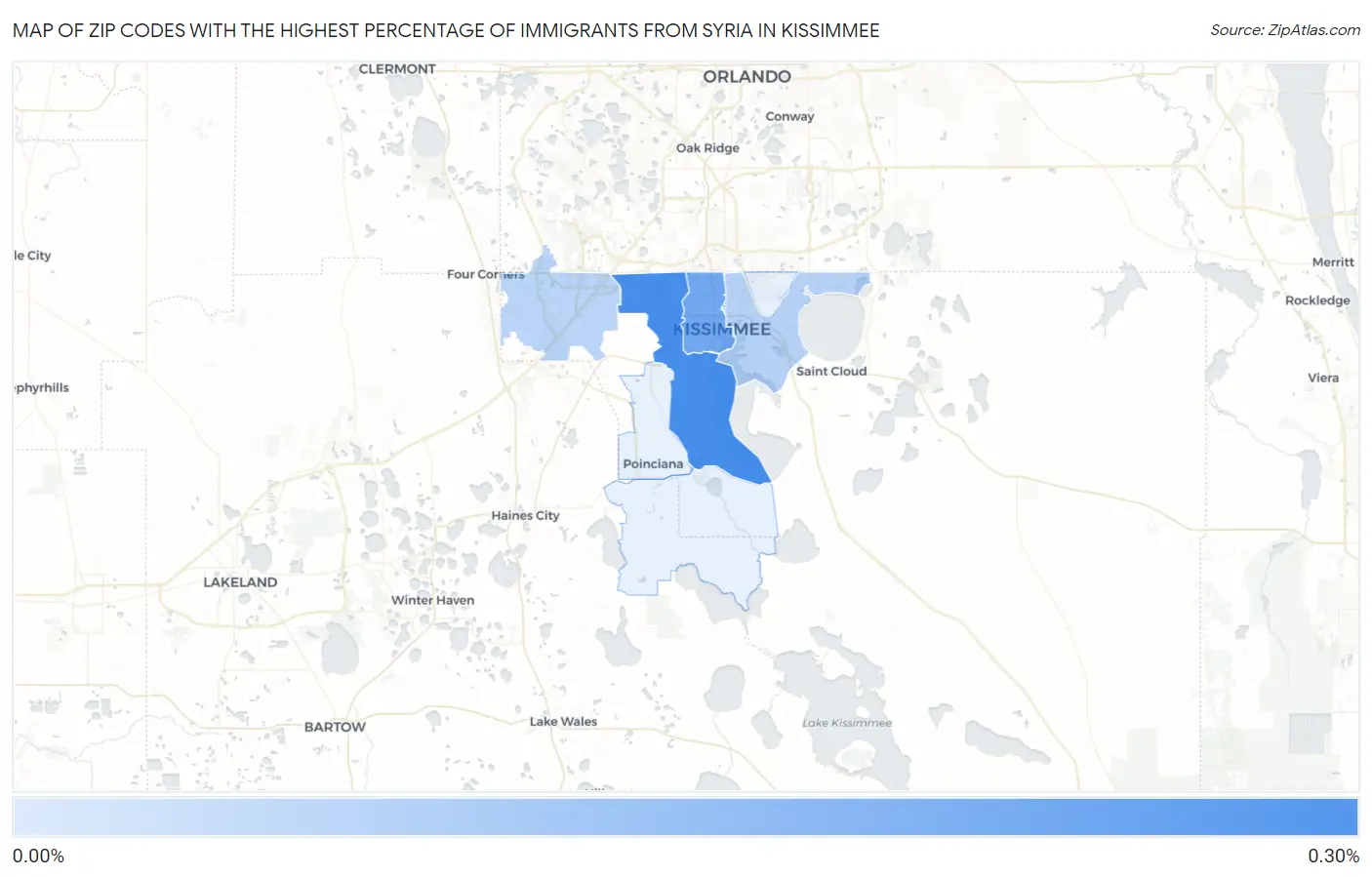 Zip Codes with the Highest Percentage of Immigrants from Syria in Kissimmee Map