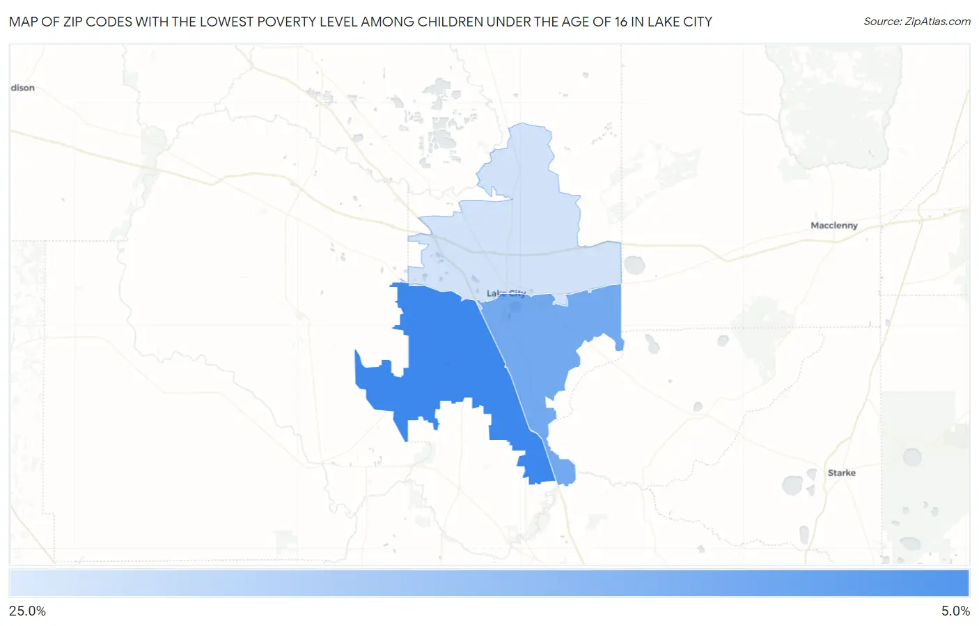 Zip Codes with the Lowest Poverty Level Among Children Under the Age of 16 in Lake City Map