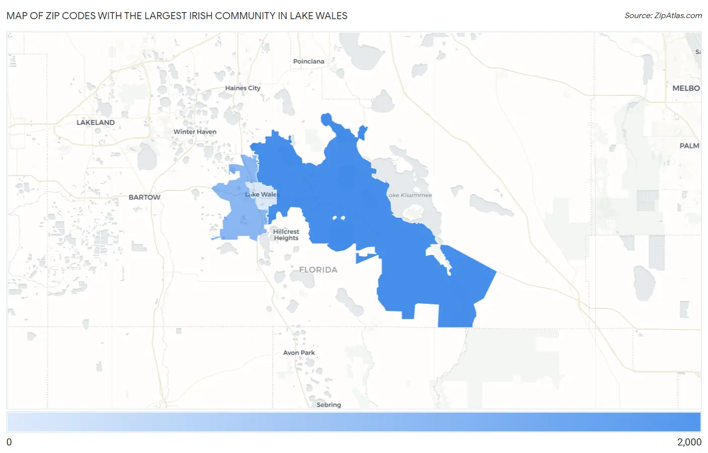 Zip Codes with the Largest Irish Community in Lake Wales Map