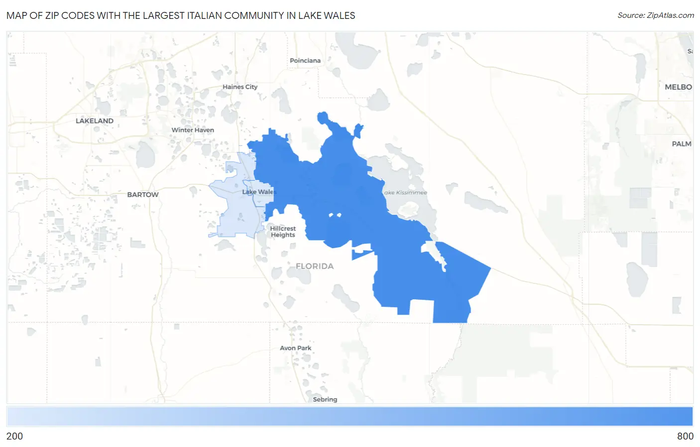 Zip Codes with the Largest Italian Community in Lake Wales Map