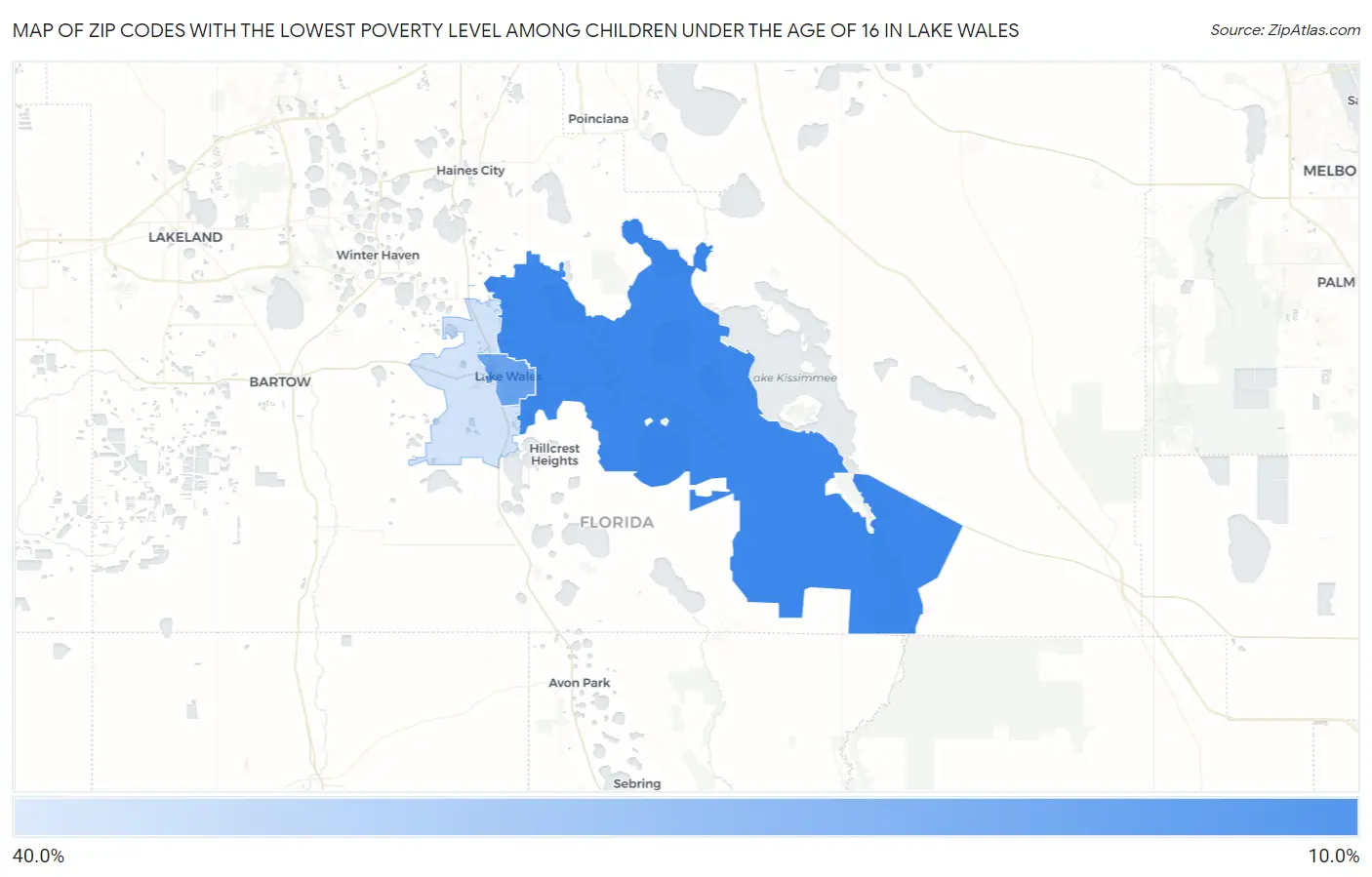 Zip Codes with the Lowest Poverty Level Among Children Under the Age of 16 in Lake Wales Map
