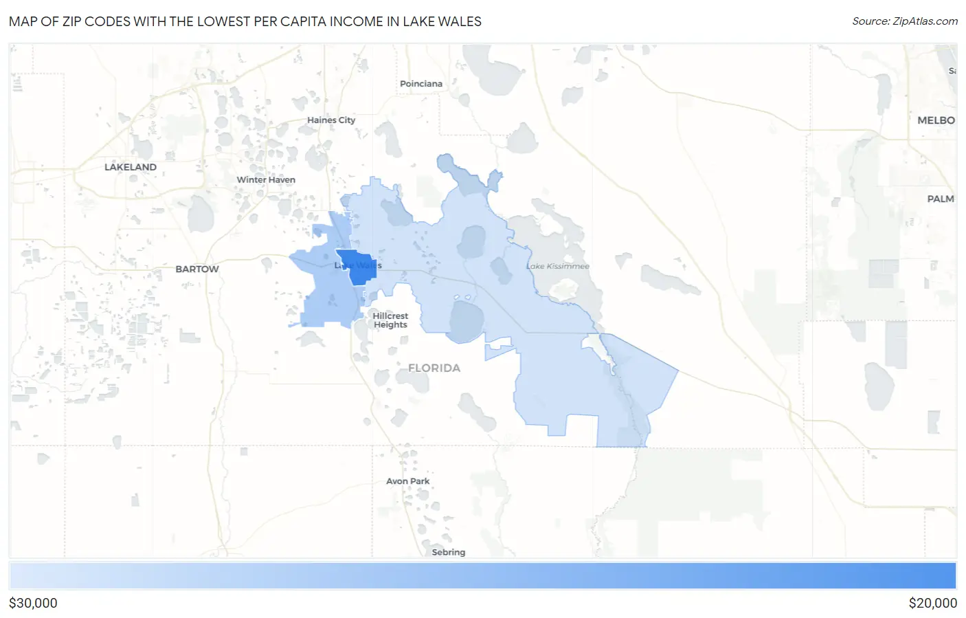 Zip Codes with the Lowest Per Capita Income in Lake Wales Map