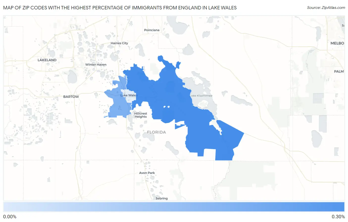 Zip Codes with the Highest Percentage of Immigrants from England in Lake Wales Map
