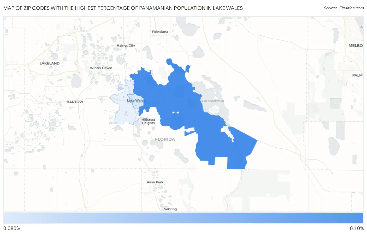 Zip Codes with the Highest Percentage of Panamanian Population in Lake Wales Map