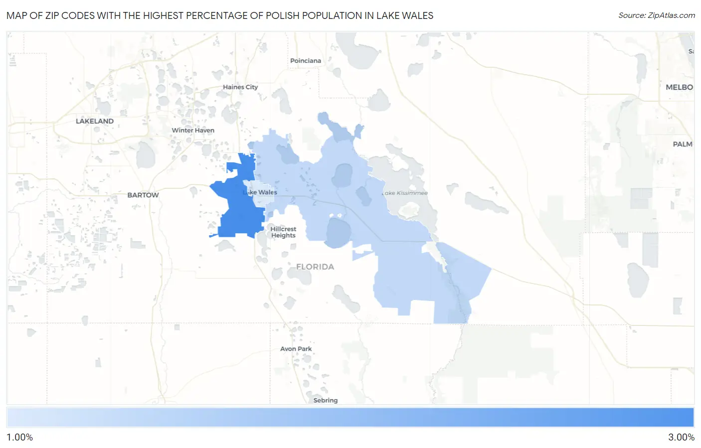 Zip Codes with the Highest Percentage of Polish Population in Lake Wales Map