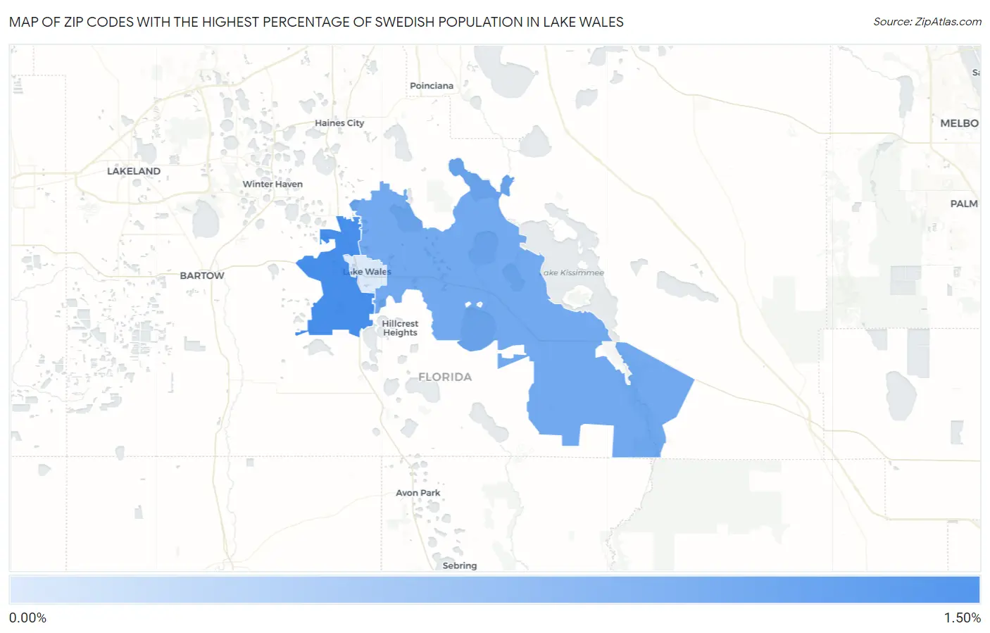 Zip Codes with the Highest Percentage of Swedish Population in Lake Wales Map
