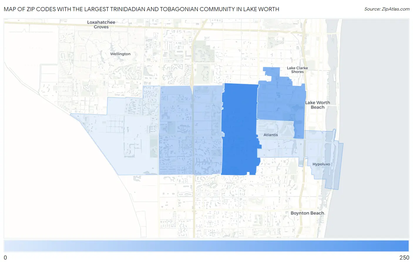 Zip Codes with the Largest Trinidadian and Tobagonian Community in Lake Worth Map