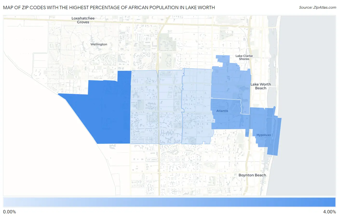 Zip Codes with the Highest Percentage of African Population in Lake Worth Map