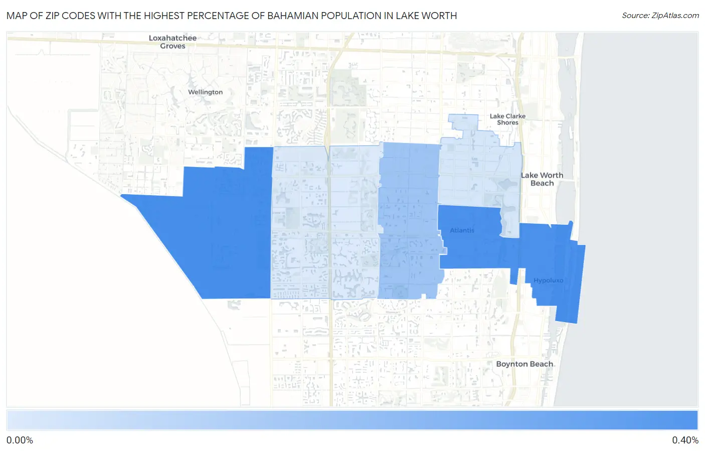 Zip Codes with the Highest Percentage of Bahamian Population in Lake Worth Map
