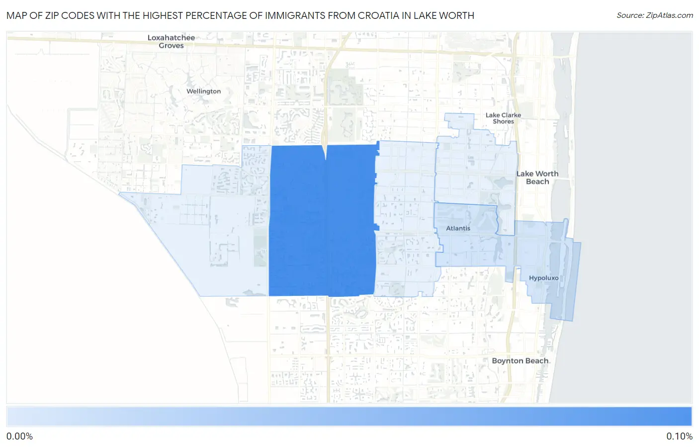 Zip Codes with the Highest Percentage of Immigrants from Croatia in Lake Worth Map
