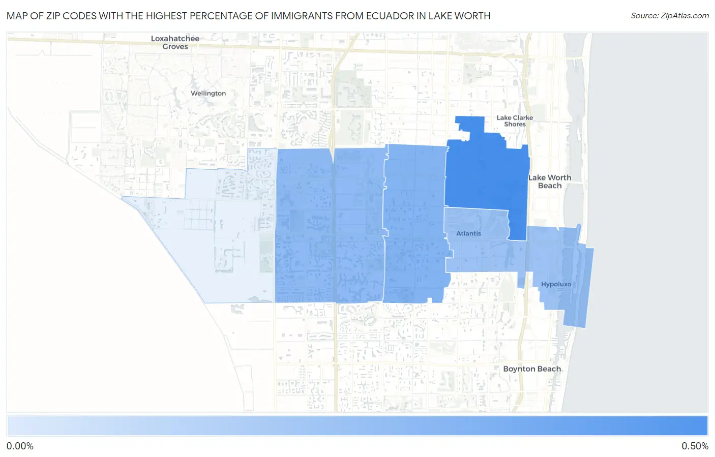Zip Codes with the Highest Percentage of Immigrants from Ecuador in Lake Worth Map