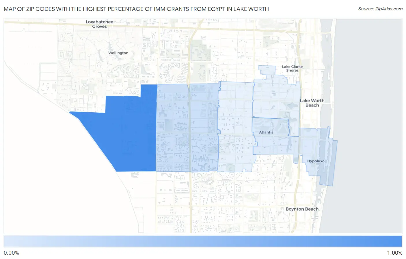 Zip Codes with the Highest Percentage of Immigrants from Egypt in Lake Worth Map