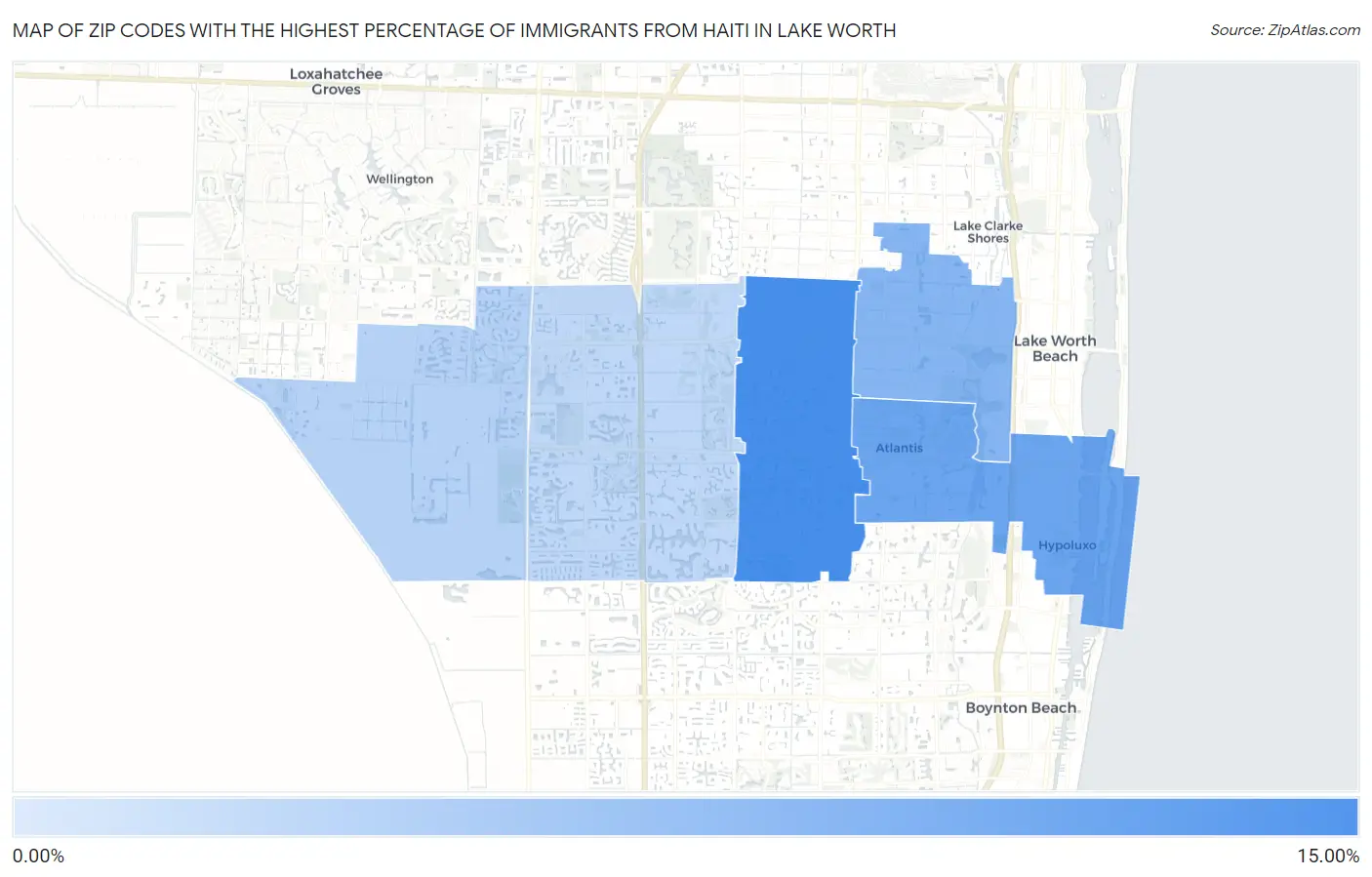 Zip Codes with the Highest Percentage of Immigrants from Haiti in Lake Worth Map