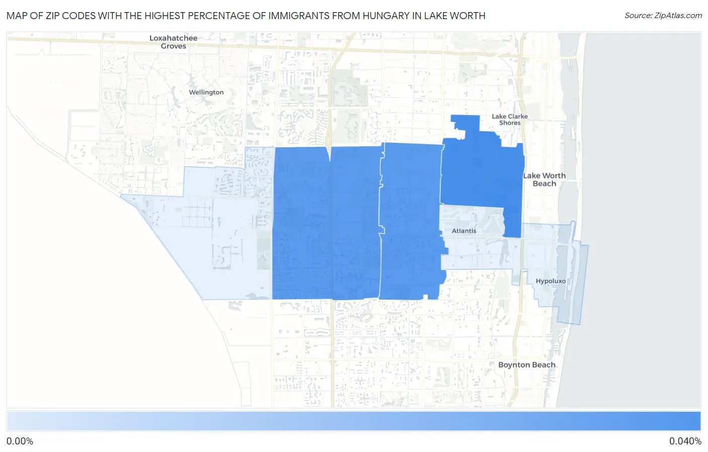 Zip Codes with the Highest Percentage of Immigrants from Hungary in Lake Worth Map