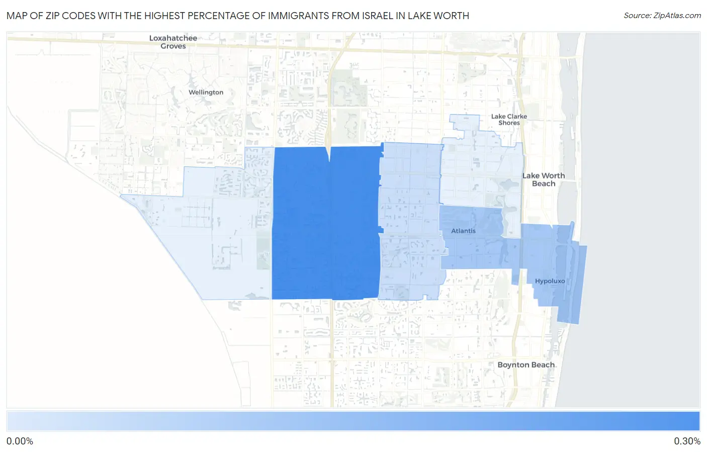 Zip Codes with the Highest Percentage of Immigrants from Israel in Lake Worth Map