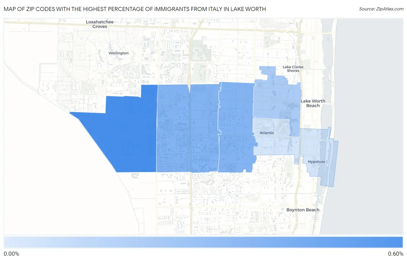 Zip Codes with the Highest Percentage of Immigrants from Italy in Lake Worth Map