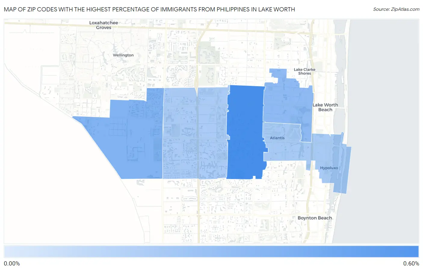 Zip Codes with the Highest Percentage of Immigrants from Philippines in Lake Worth Map