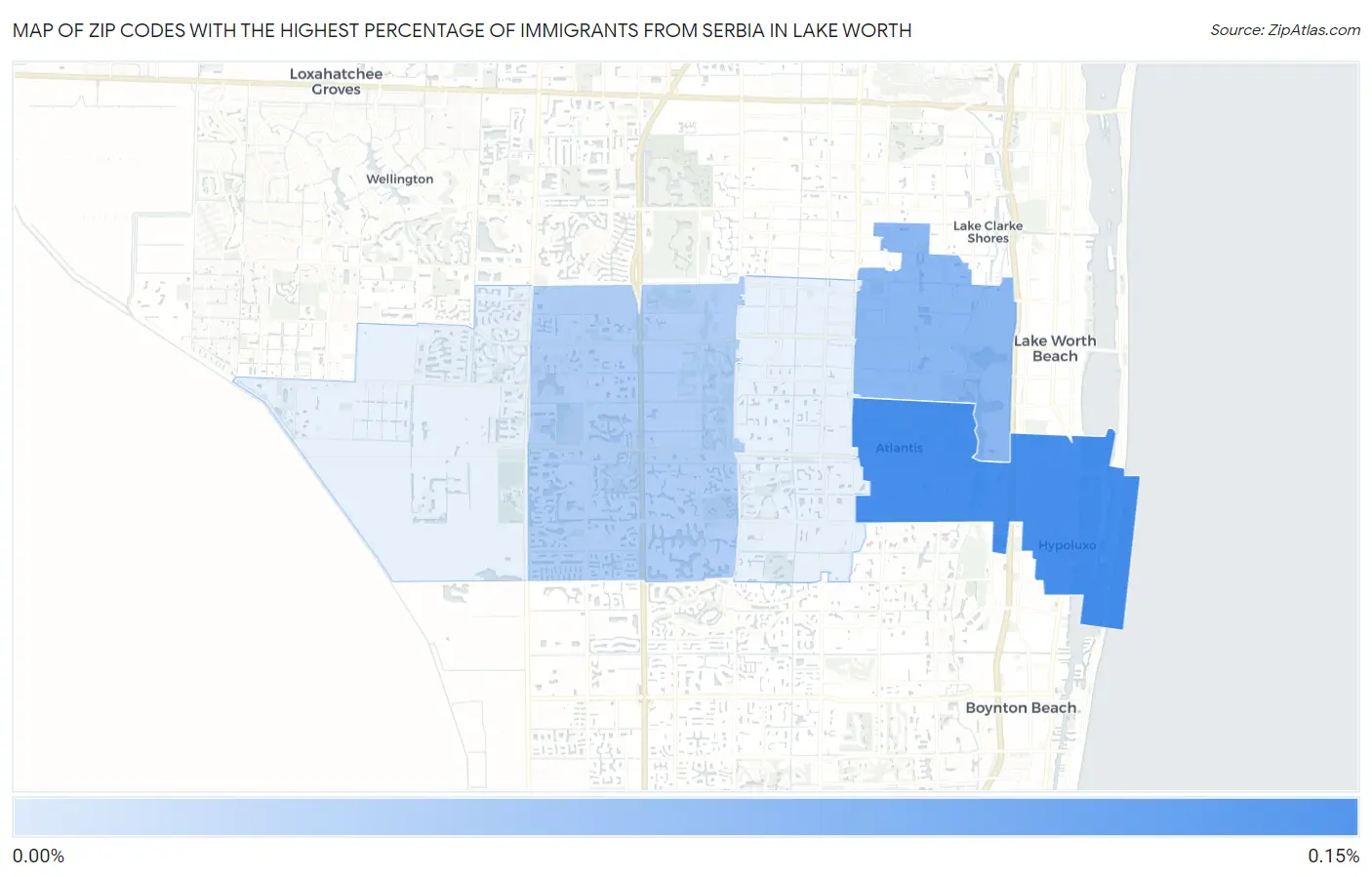 Zip Codes with the Highest Percentage of Immigrants from Serbia in Lake Worth Map