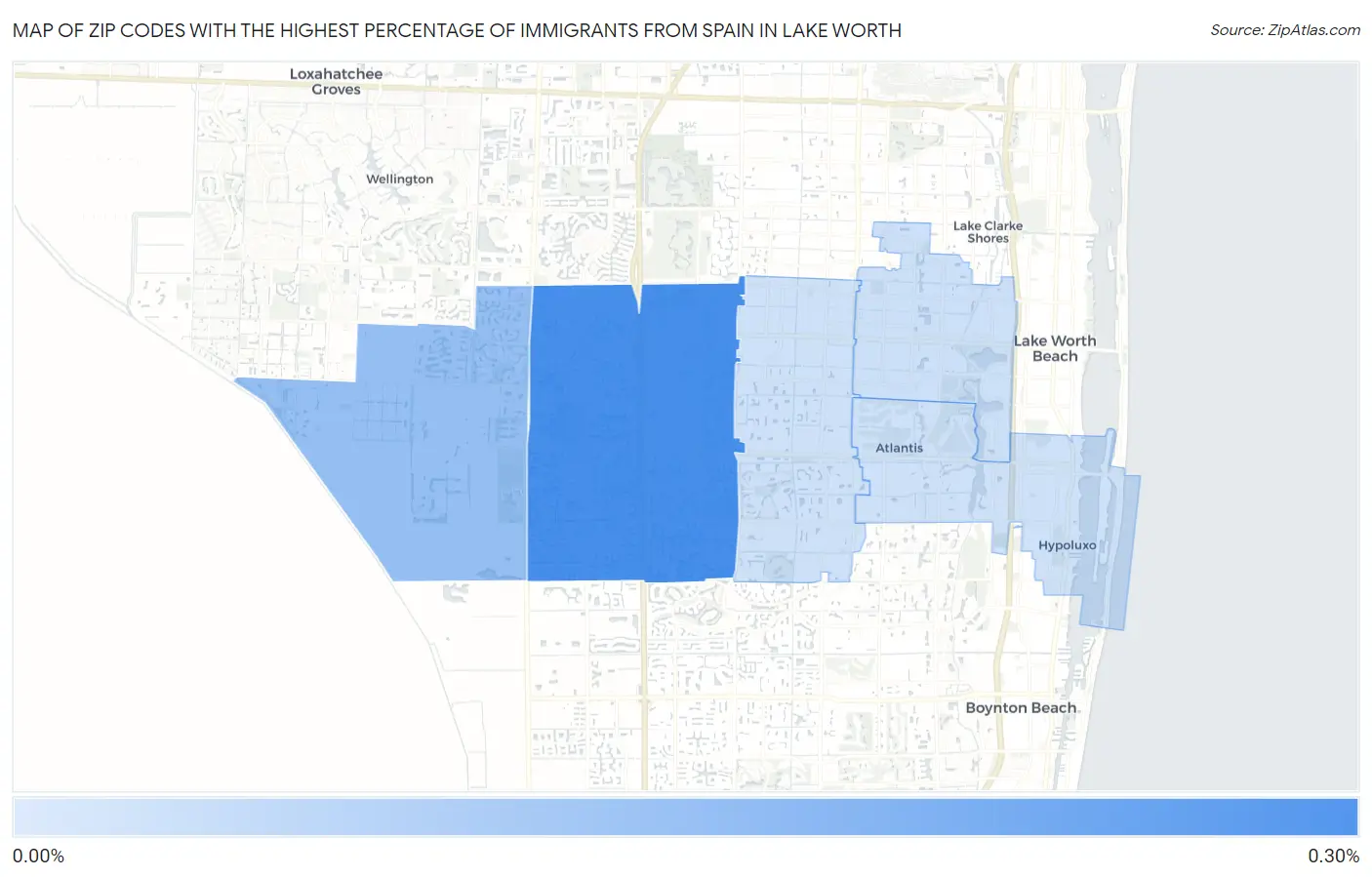 Zip Codes with the Highest Percentage of Immigrants from Spain in Lake Worth Map
