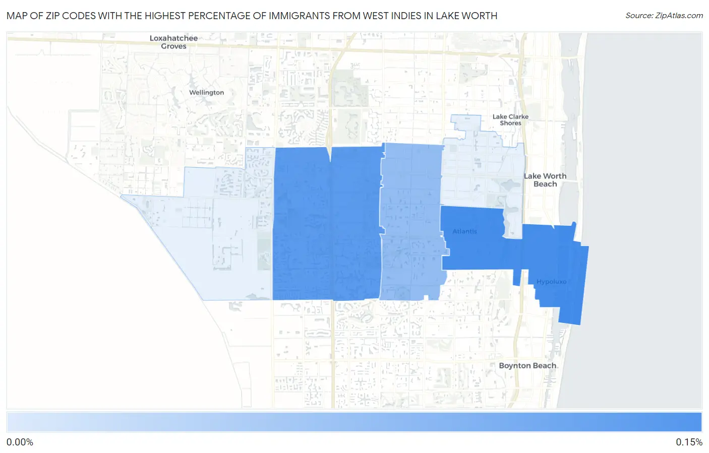 Zip Codes with the Highest Percentage of Immigrants from West Indies in Lake Worth Map