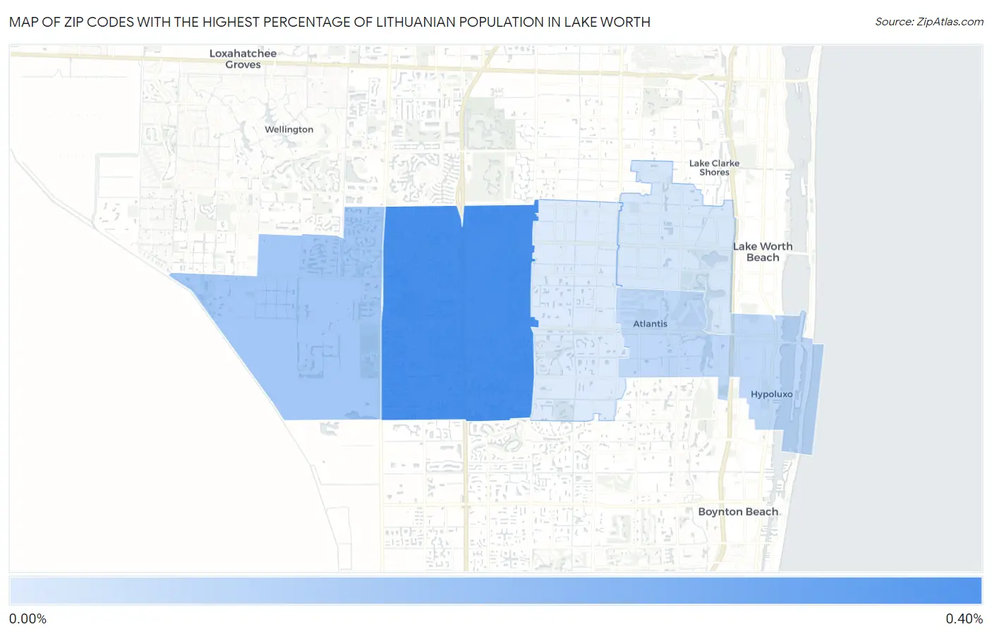 Zip Codes with the Highest Percentage of Lithuanian Population in Lake Worth Map