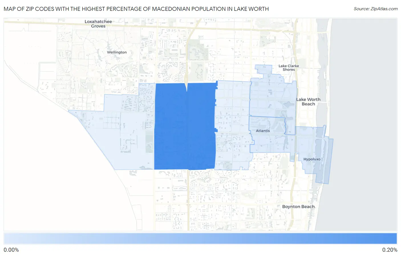 Zip Codes with the Highest Percentage of Macedonian Population in Lake Worth Map