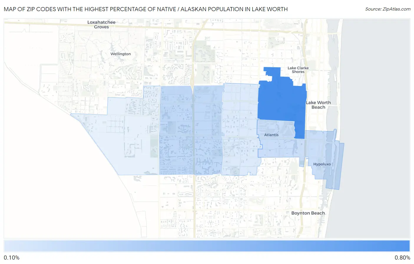 Zip Codes with the Highest Percentage of Native / Alaskan Population in Lake Worth Map