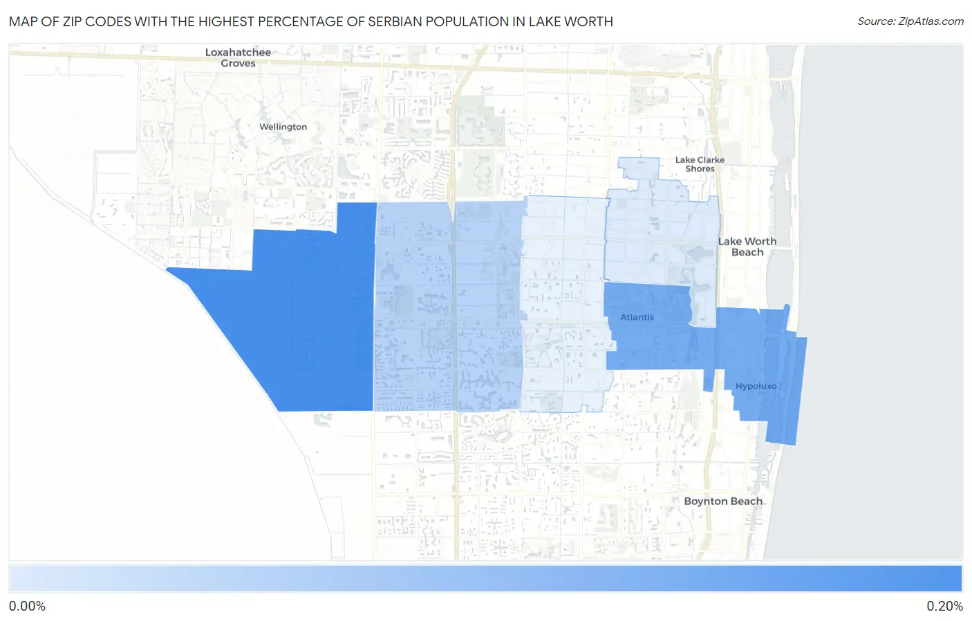 Zip Codes with the Highest Percentage of Serbian Population in Lake Worth Map