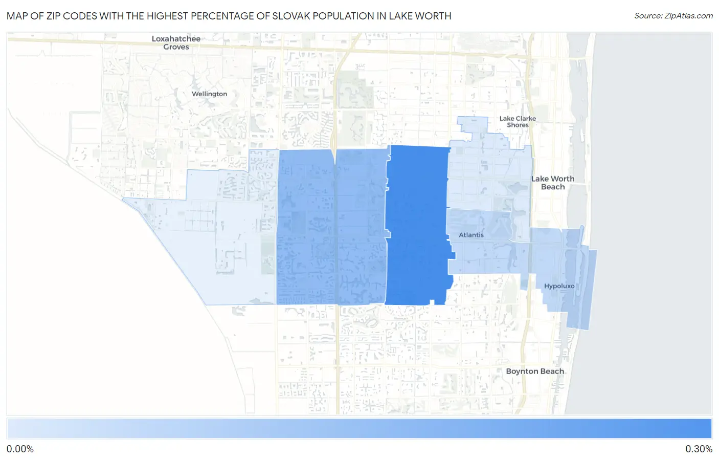 Zip Codes with the Highest Percentage of Slovak Population in Lake Worth Map