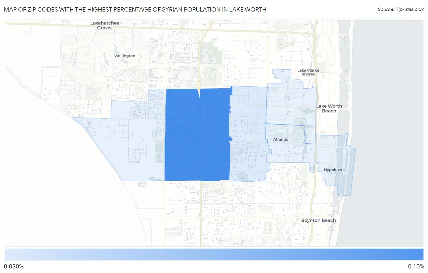 Zip Codes with the Highest Percentage of Syrian Population in Lake Worth Map