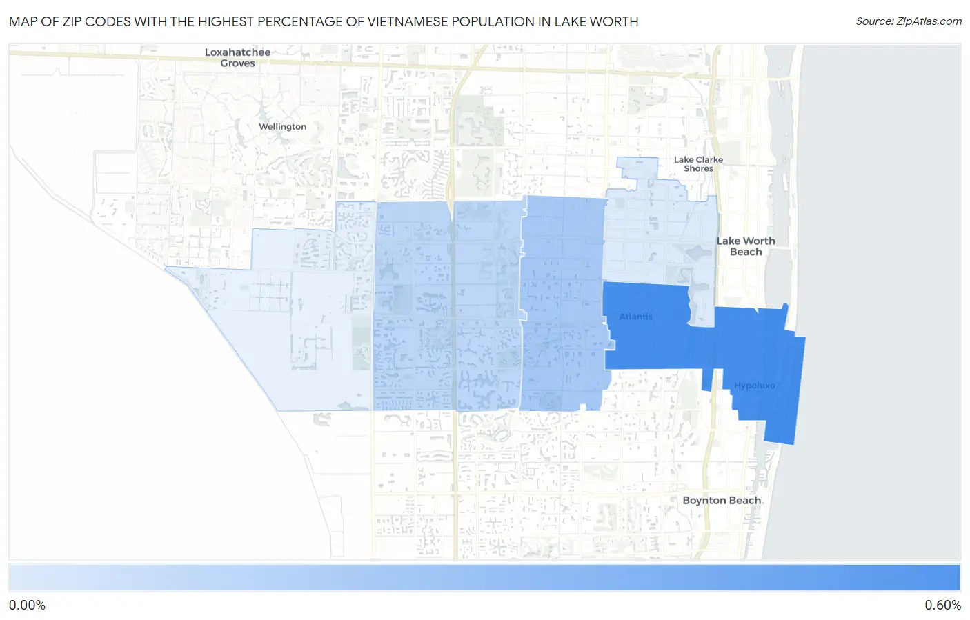 Zip Codes with the Highest Percentage of Vietnamese Population in Lake Worth Map