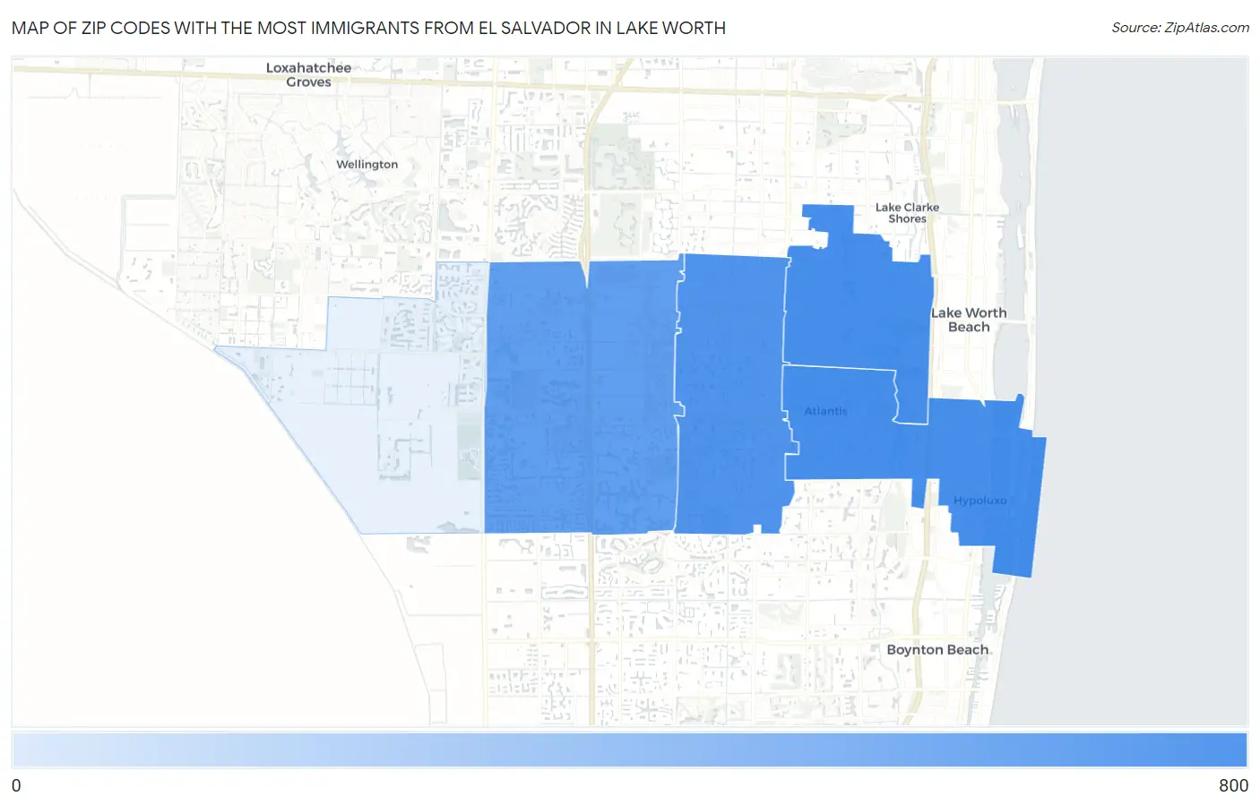 Zip Codes with the Most Immigrants from El Salvador in Lake Worth Map
