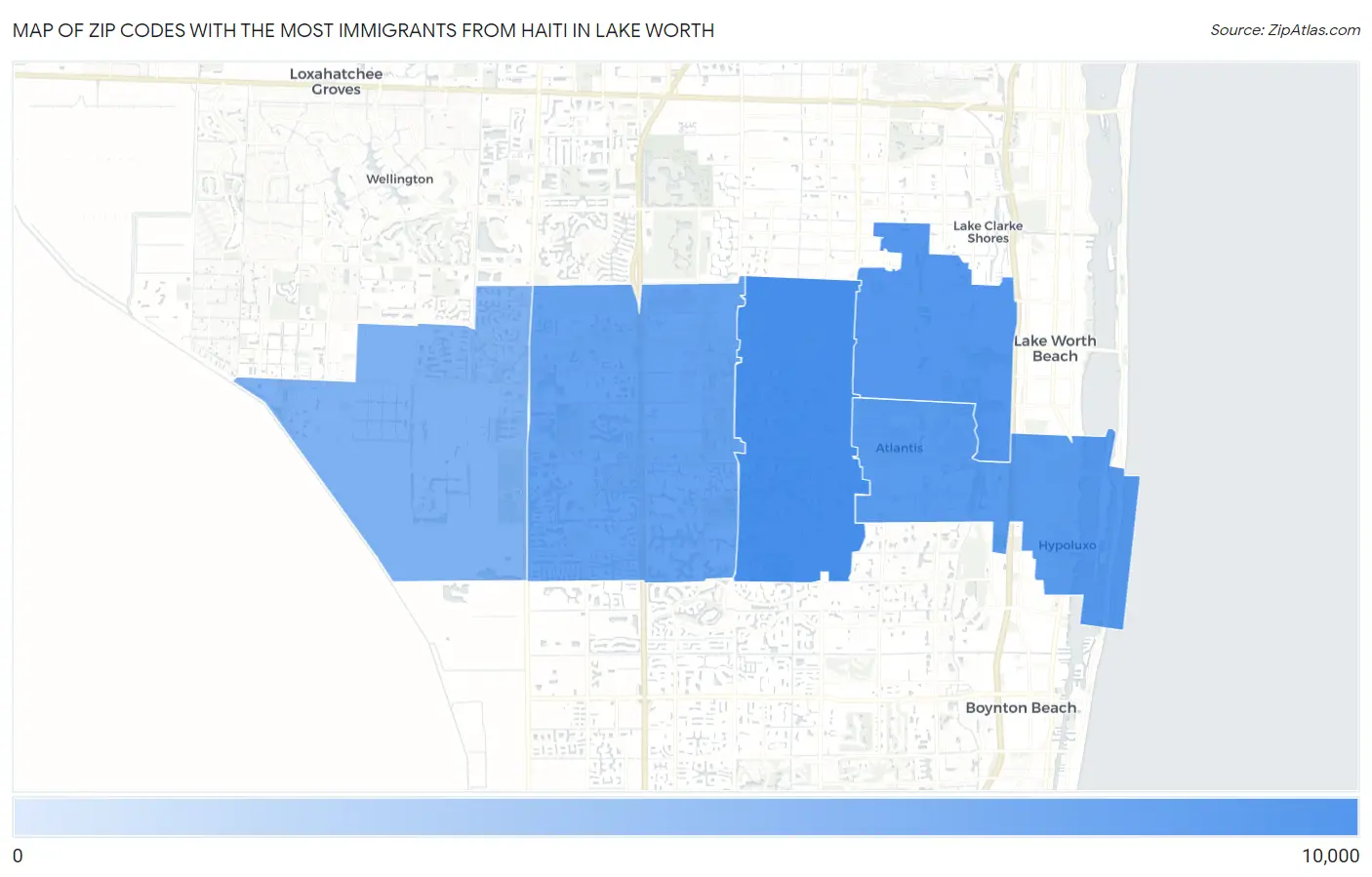 Zip Codes with the Most Immigrants from Haiti in Lake Worth Map
